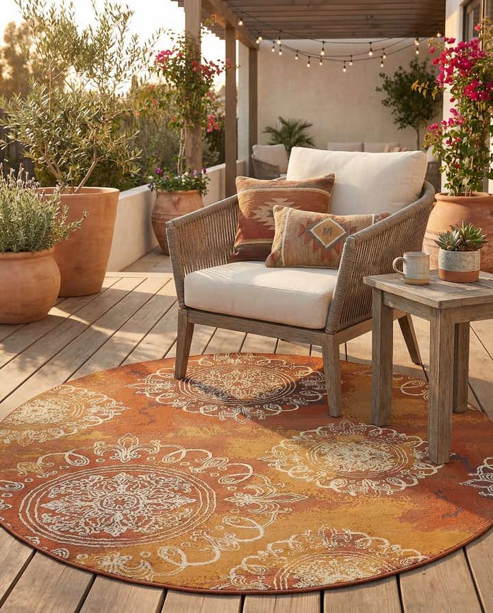 8' x 8' Easy-Clean Modern Indoor / Outdoor Round Rug
