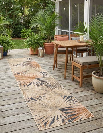 2' 7 x 12' Easy-Clean Botanical Indoor / Outdoor Runner Rug