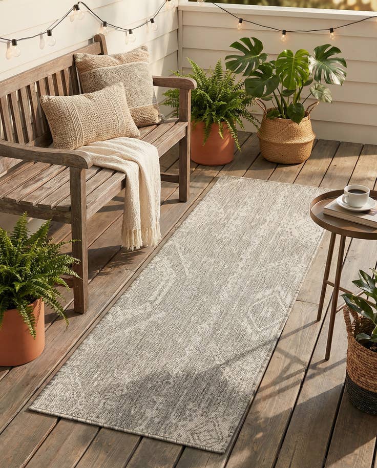 Detail image of 2' x 6' Easy-Clean Bohemian Indoor / Outdoor Runner Rug