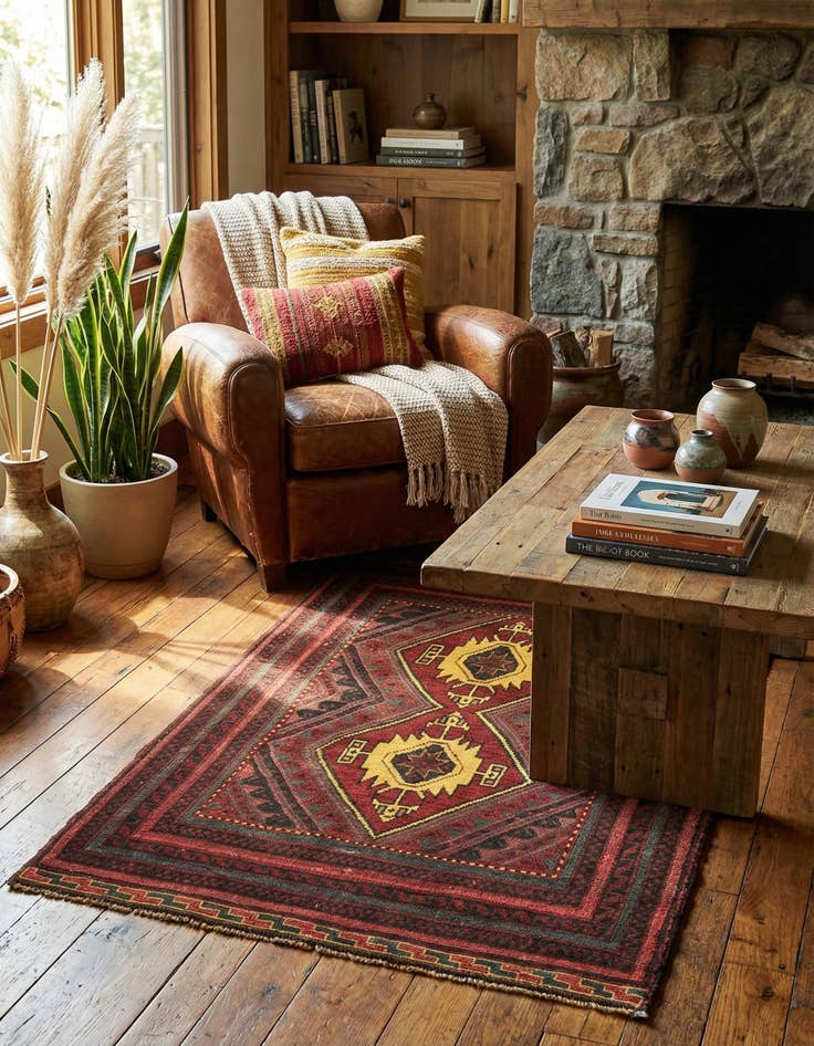 Detail image of 2' 10 x 4' 1  Hand Knotted Sumak Wool Rug