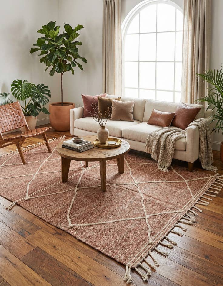 Detail image of 6' 2 x 9' 9 Hand Knotted Moroccan Wool Rug