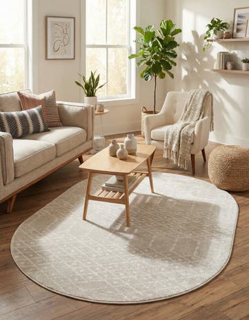 Light Gray Paxon Trellis Oval Rug