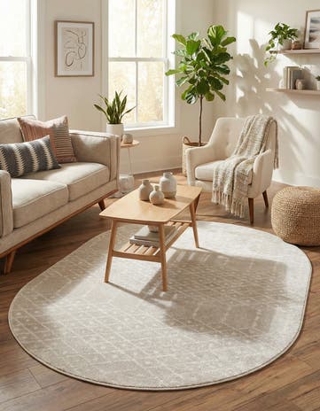 Light Gray Paxon Trellis Oval Rug