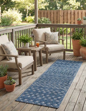 2' x 8' Easy-Clean Trellis Textured Indoor / Outdoor Runner Rug
