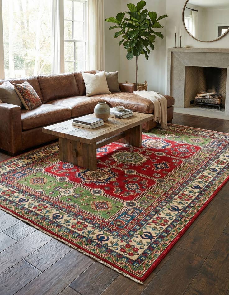 Detail image of 6' 9 x 9' 6  Hand Knotted Kazak Rug