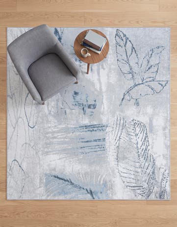 Ivory Gray Kamala Washable Square Rug