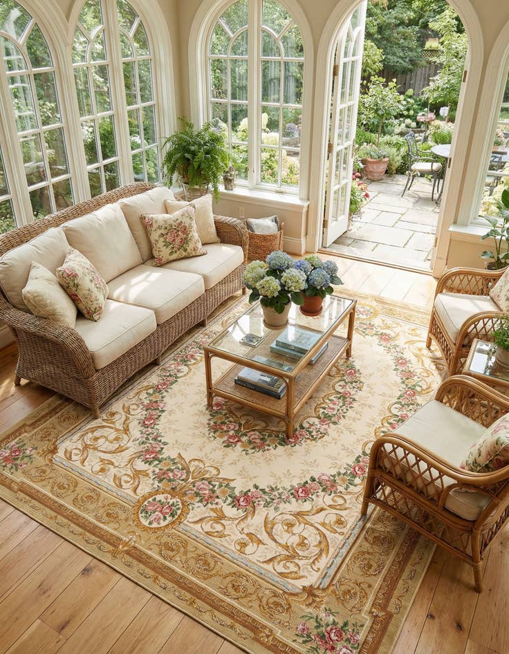 Detail image of 9' x 12'  Washable Traditional Indoor / Outdoor Rug