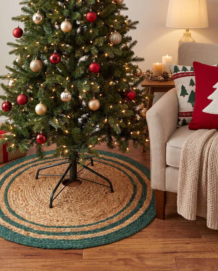 2' 2 x 2' 2 Hand Braided Christmas Tree Skirt