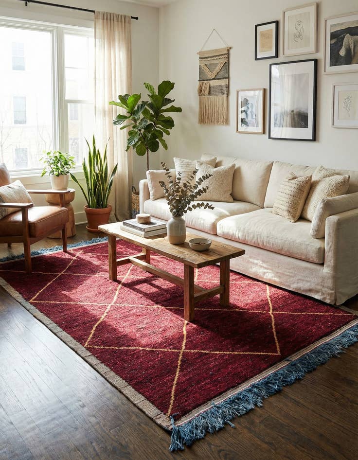 Detail image of 6' 4 x 9' 7 Hand Knotted Moroccan Wool Rug