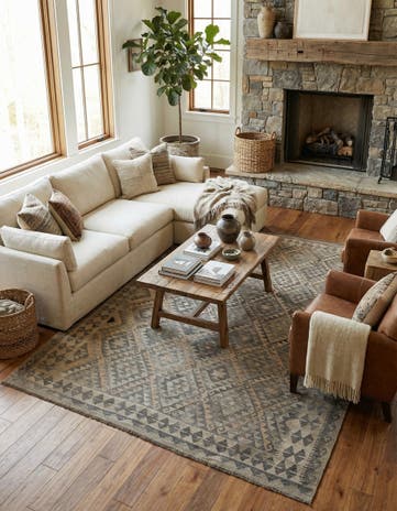 6' 10 x 10' 2 Hand Woven Kilim Maymana Wool Rug