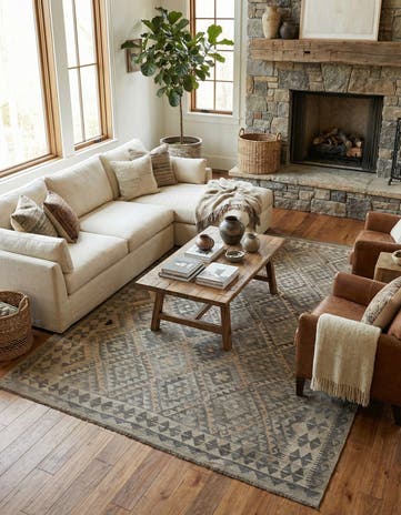 6' 10 x 10' 2 Hand Woven Kilim Maymana Wool Rug