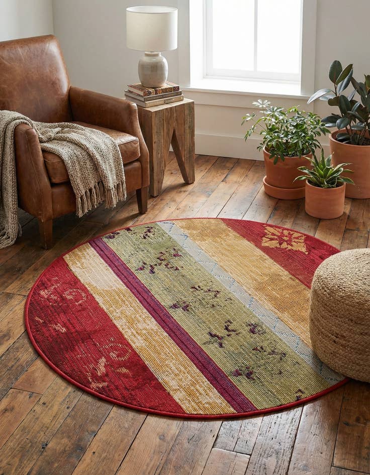 Detail image of 2' 7 x 2' 7  Washable Modern Indoor / Outdoor Round Rug