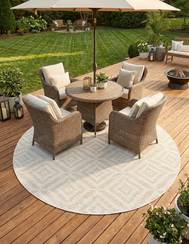 Detail image of 10' x 10' Easy-Clean Sabrina Soto Indoor / Outdoor Round Rug