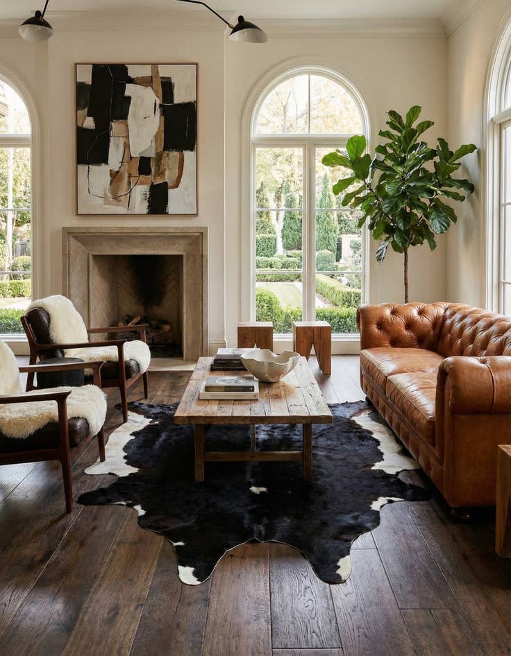 Detail image of 6' 2 x 7' 7 Cowhide Leather Rug