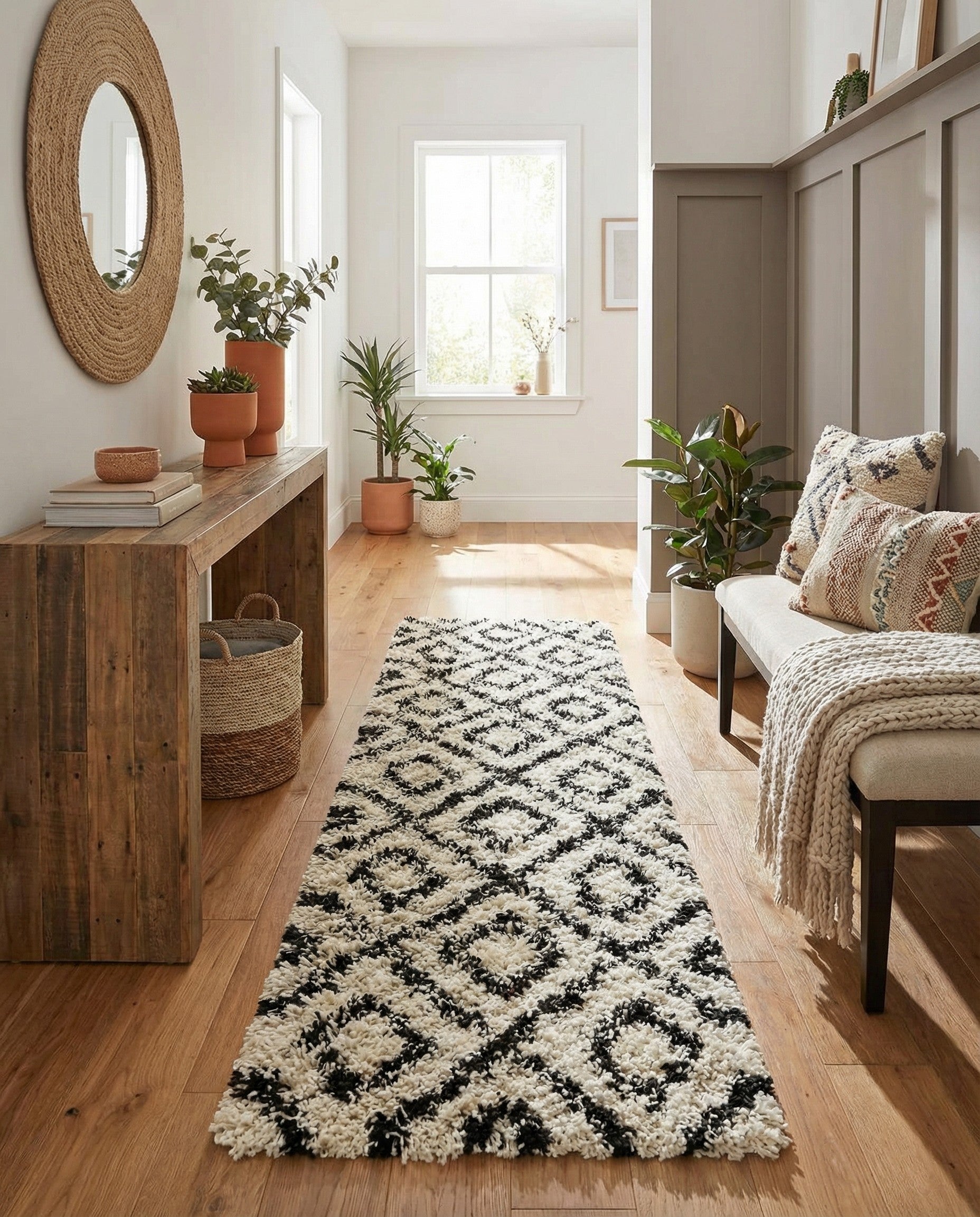  2' 7 x 10' Lattice Shag Runner Rug