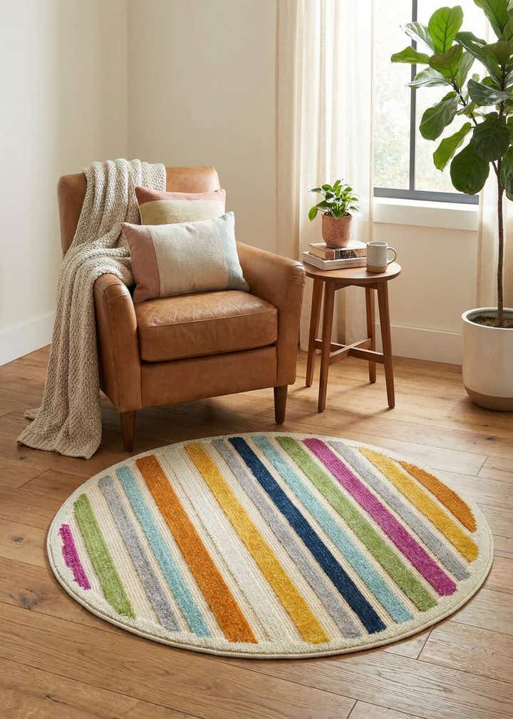 3' 3 x 3' 3 Easy-Clean Aruba Indoor / Outdoor Round Rug