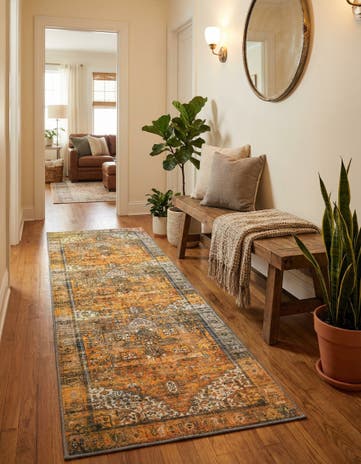 Yellow Washable Timeless Runner Rug
