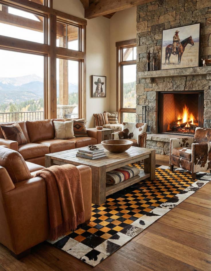 Detail image of 5' x 8' Cowhide Stocks Rug