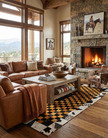 5' x 8' Cowhide Stocks Rug