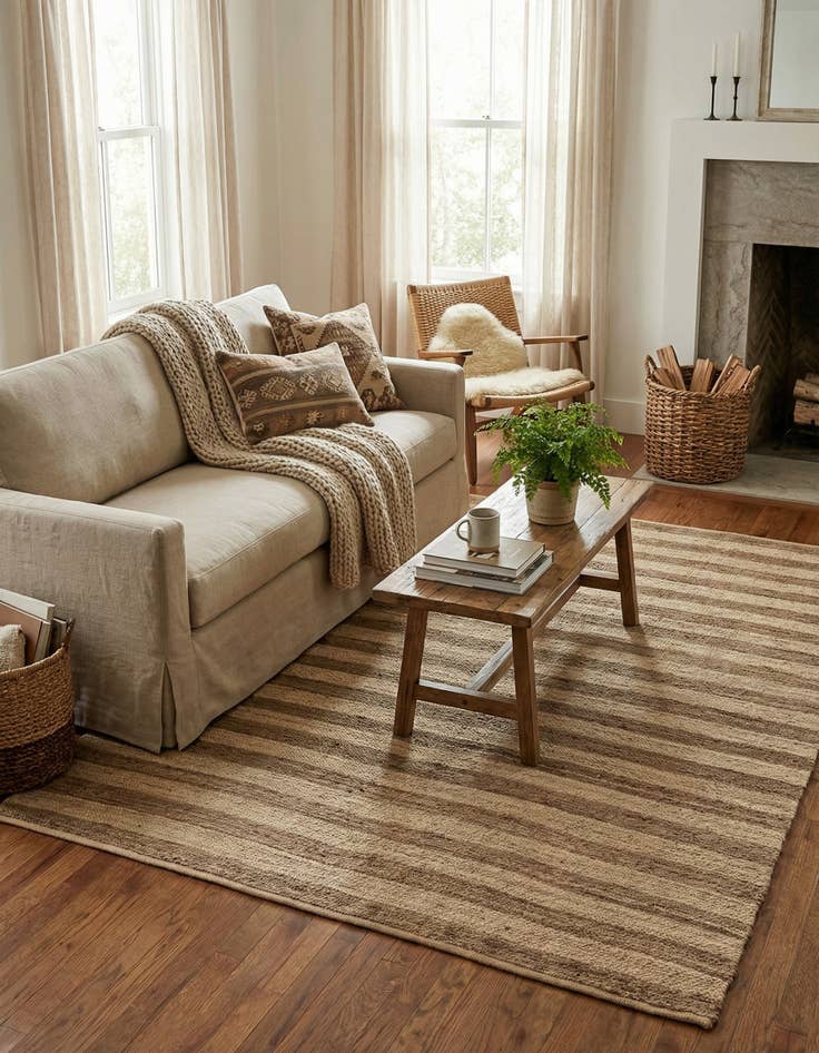 Detail image of 9' x 12'  Hand Braided Jute Rug