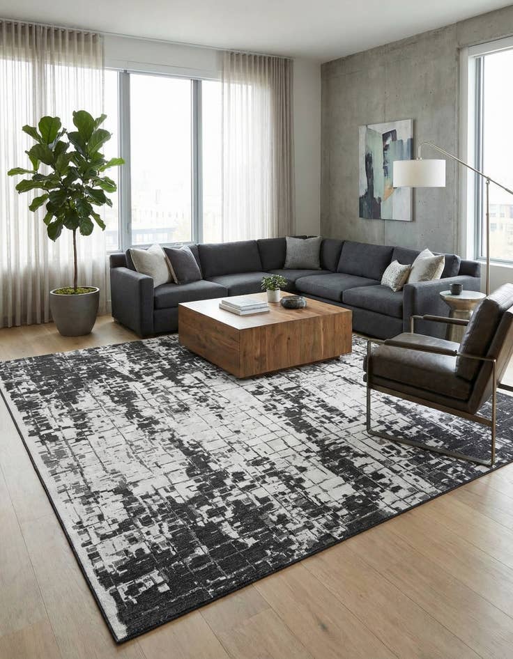 Detail image of  13' x 13'  Washable Modern Indoor / Outdoor Square Rug