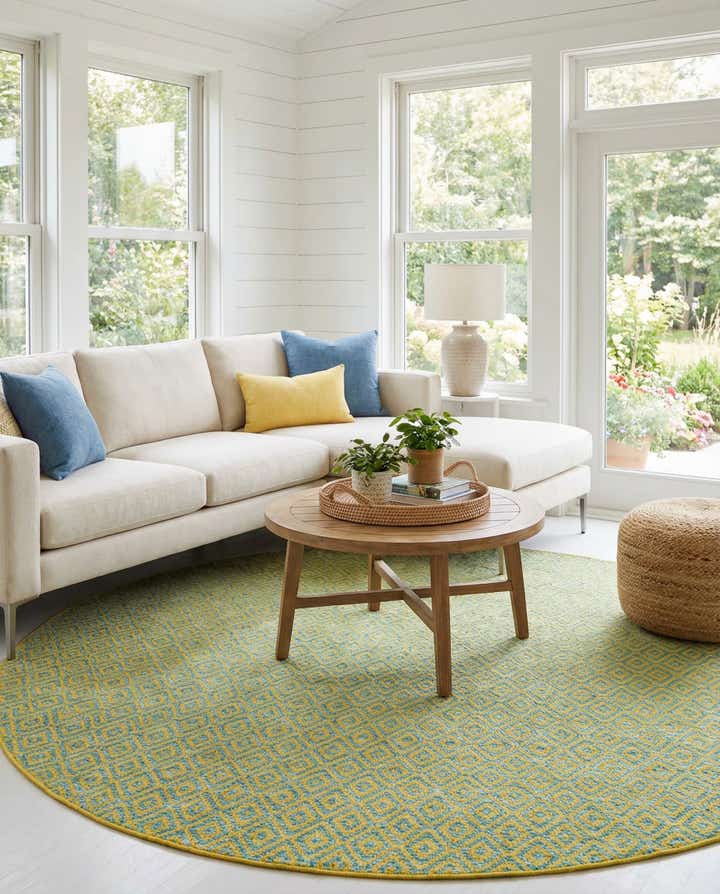 10' 8 x 10' 8 Easy-Clean Jill Zarin Costa Rica Indoor / Outdoor Round Rug