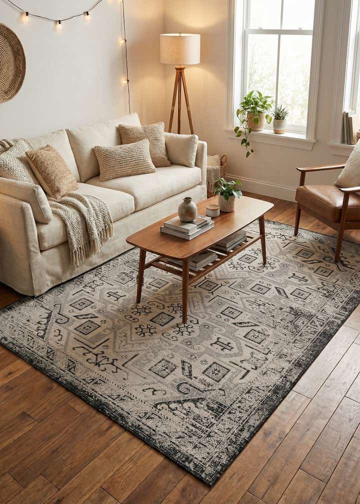 6' x 9' Easy-Clean Aztec Indoor / Outdoor Rug