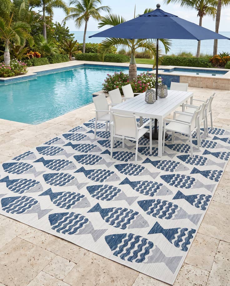 Detail image of 10' x 14' Easy-Clean Coastal Indoor / Outdoor Rug