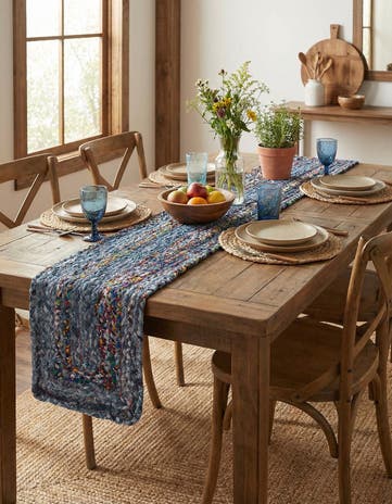 1' 2 x 5' 1 Hand Woven Braided Chindi Table Runner Rug