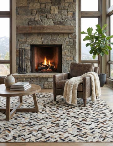5' x 7' 7 Cowhide Leather Rug