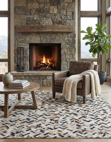 5' x 7' 7 Cowhide Leather Rug