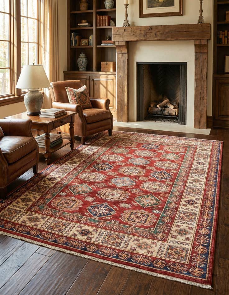 Detail image of  5' 7 x 7' 11  Hand Knotted Kazak Oriental Rug