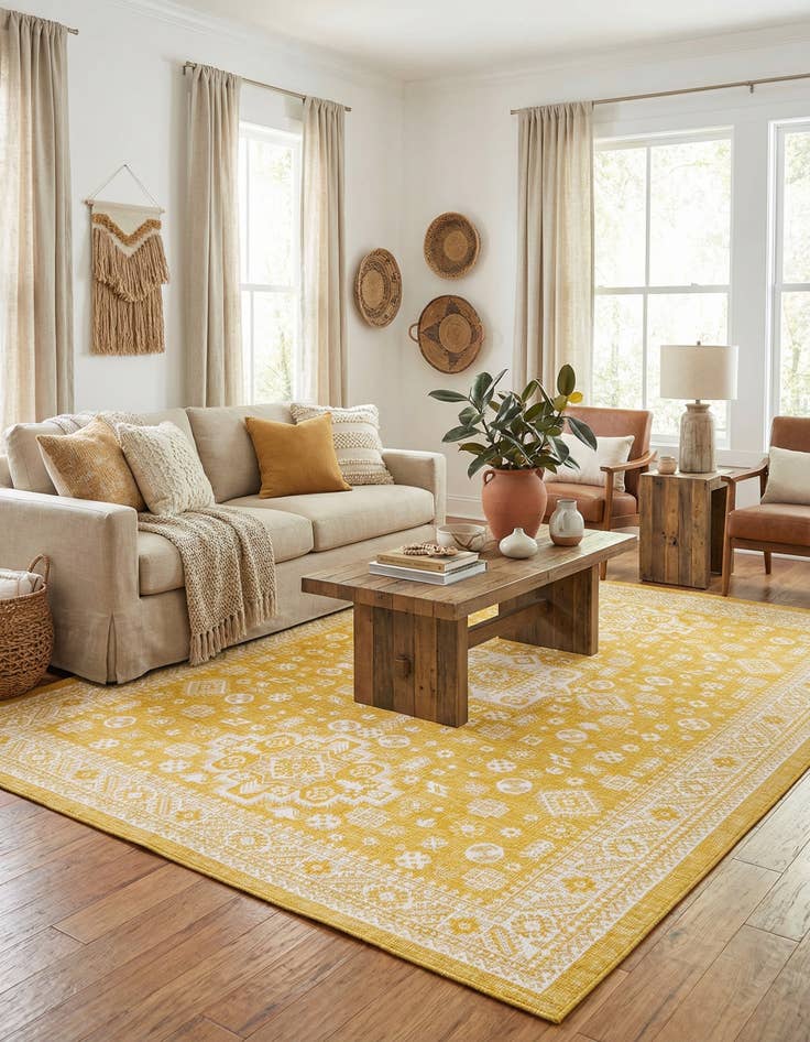 Detail image of 10' x 14'  Washable Aztec Indoor / Outdoor Rug