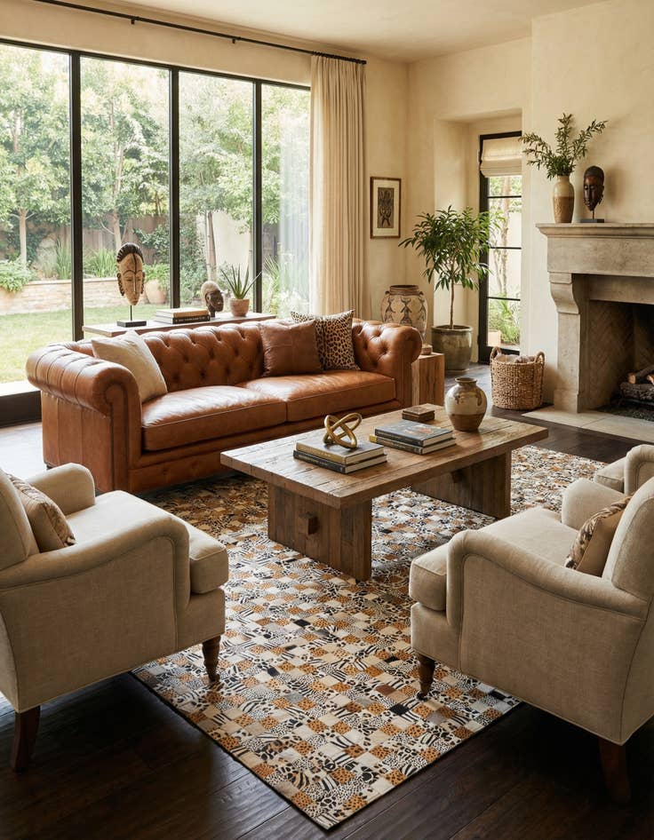 Detail image of  8' 2 x 10' Cowhide Leather Rug