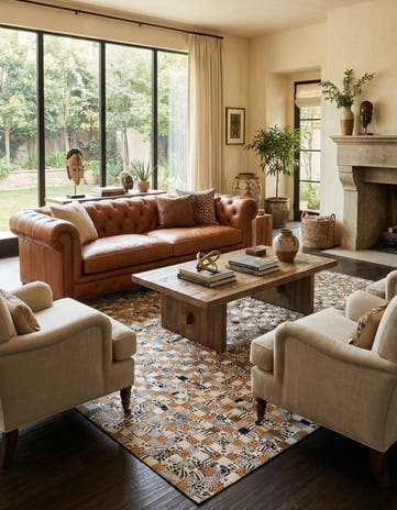 8' 2 x 10' Cowhide Leather Rug