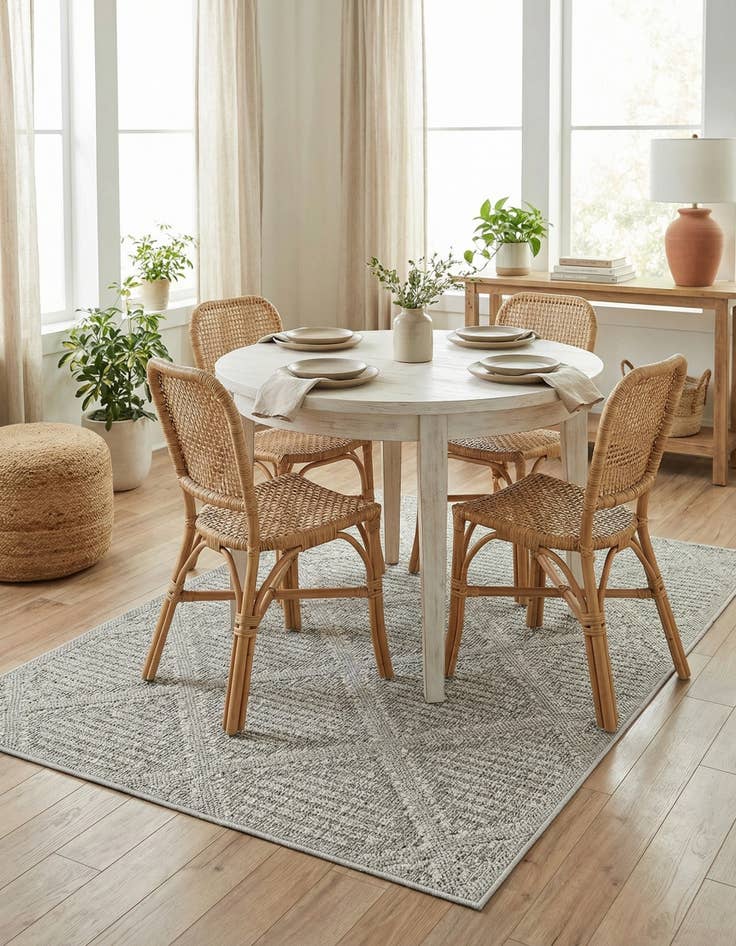 Detail image of  4' 1 x 6' 1  Washable Lattice Indoor / Outdoor Rug