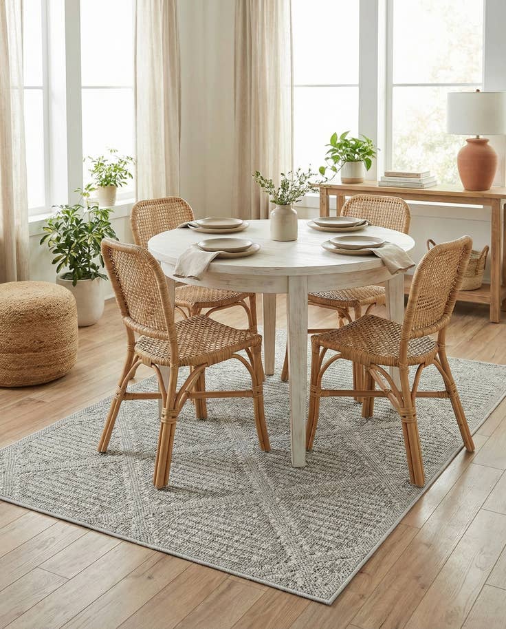 Detail image of 4' 1 x 6' 1 Easy-Clean Lattice Indoor / Outdoor Rug
