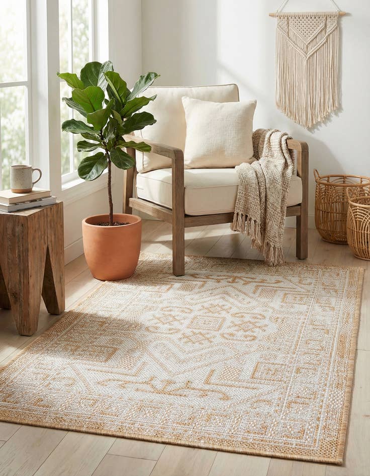 Detail image of 2' x 3'  Washable Aztec Indoor / Outdoor Rug