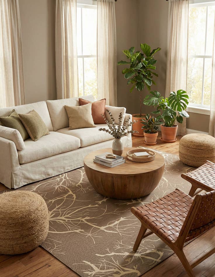 Detail image of 9' x 12' 2  Washable Botanical Indoor / Outdoor Rug