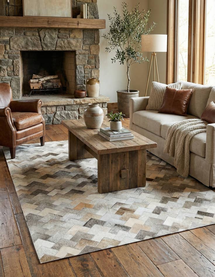 Detail image of  4' 1 x 6' Cowhide Stocks Rug