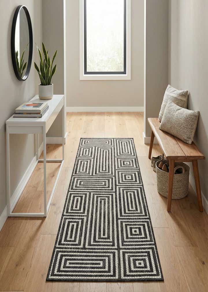 2' x 6' Easy-Clean Modern Indoor / Outdoor Runner Rug