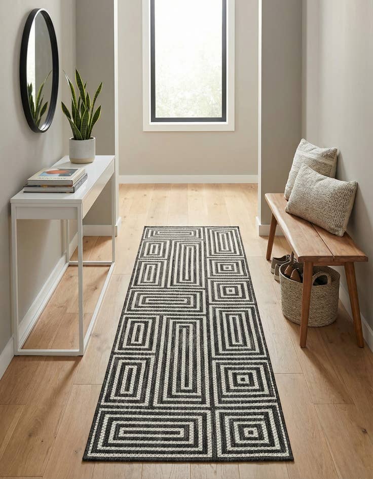 Detail image of 2' x 6' Easy-Clean Modern Indoor / Outdoor Runner Rug