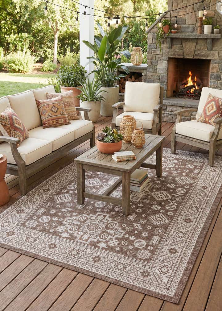 7' 10 x 11' Easy-Clean Aztec Indoor / Outdoor Rug