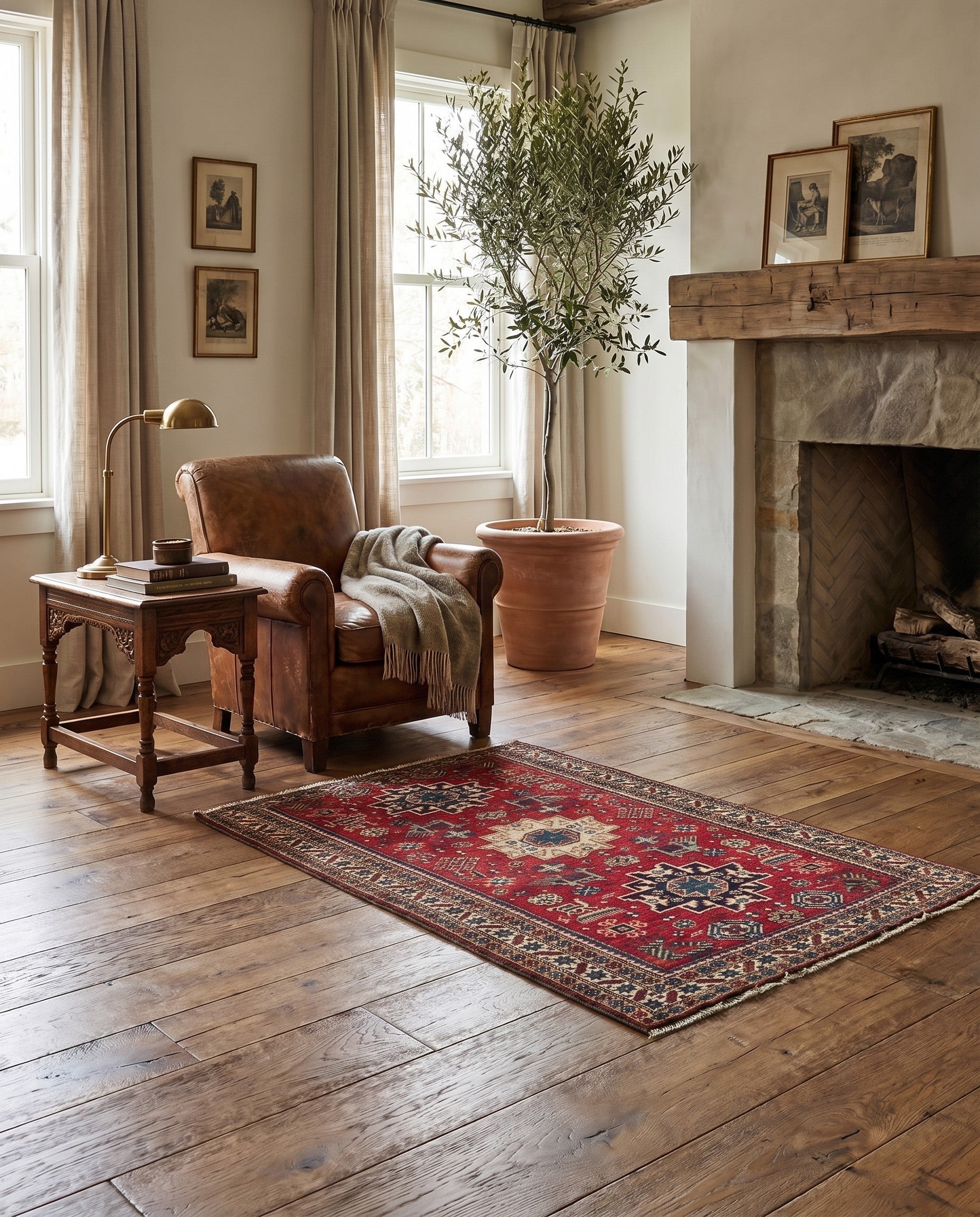 3' 5 x 5' 6 Hand Knotted Kazak Wool Rug