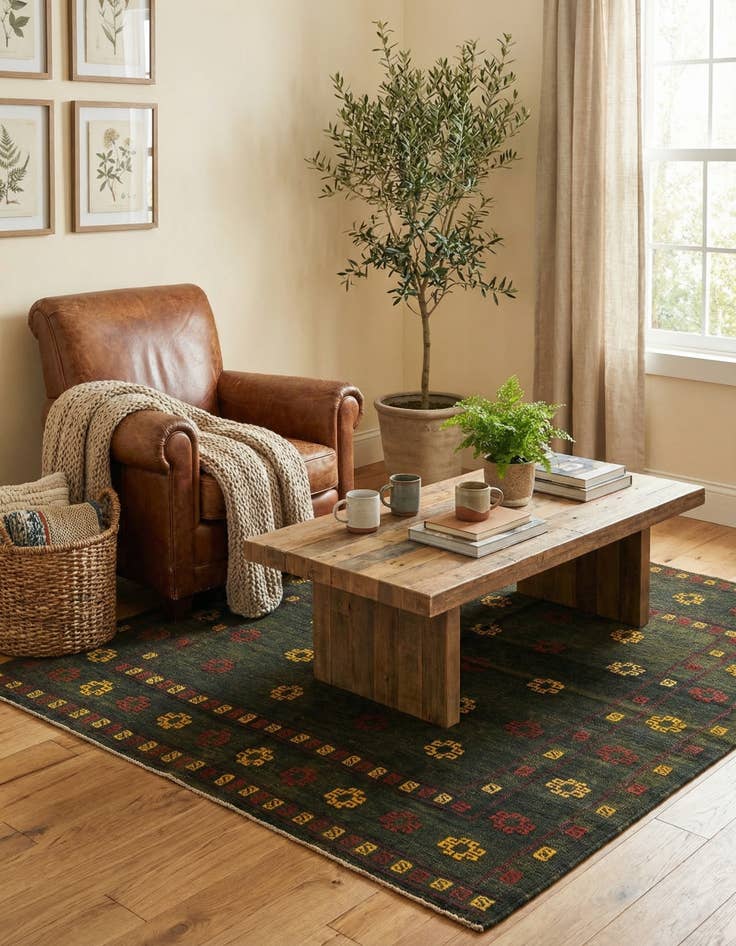 Detail image of 4' x 4'  Hand Knotted Sumak Wool Square Rug