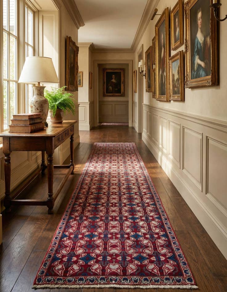 Detail image of 2' 5 x 8' 11  Hand Knotted Veramin Persian Runner Rug