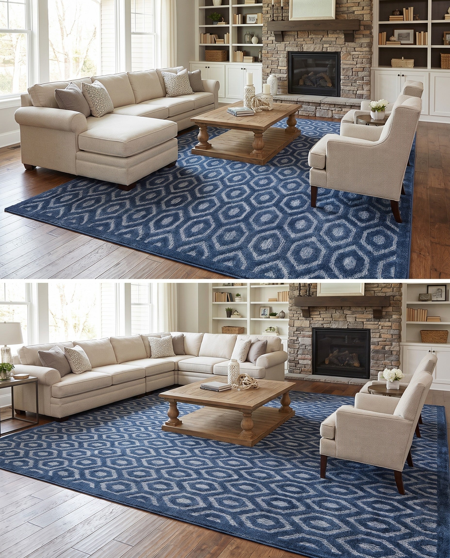 9' x 12' Easy-Clean Trellis Textured Indoor / Outdoor Rug
