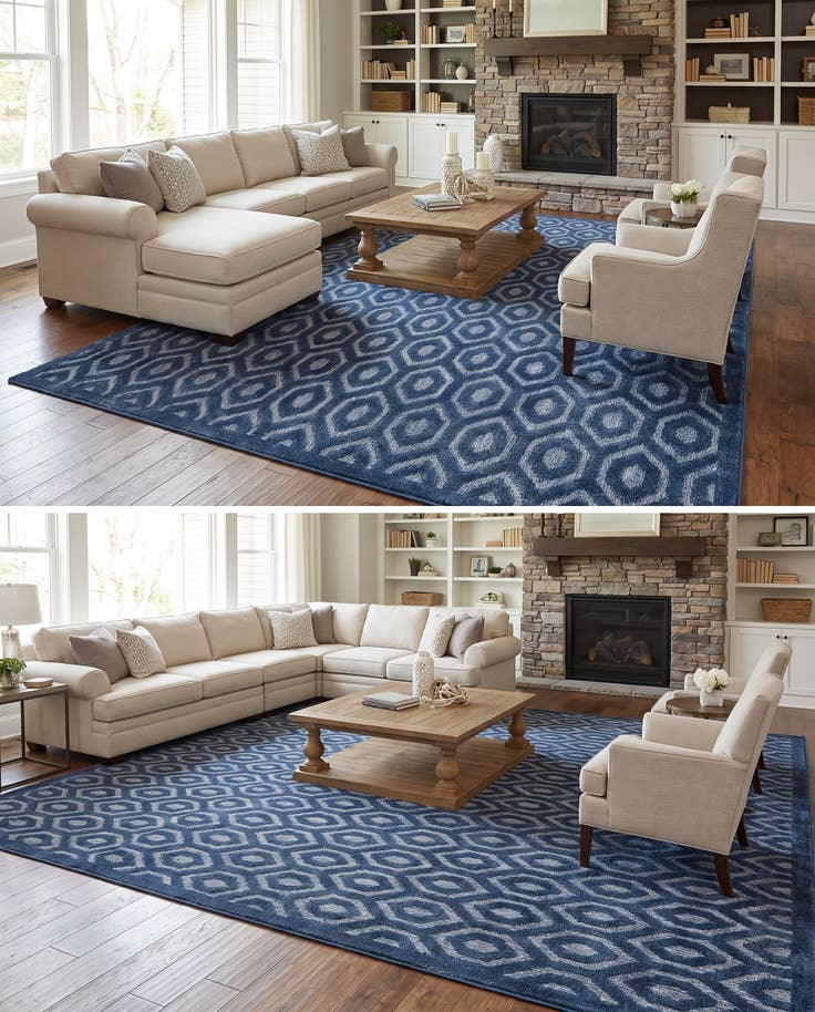 Detail image of 9' x 12' Easy-Clean Trellis Textured Indoor / Outdoor Rug