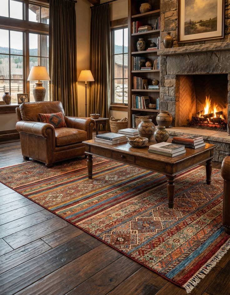 Detail image of 5' 7 x 8' Torkman Wool Rug