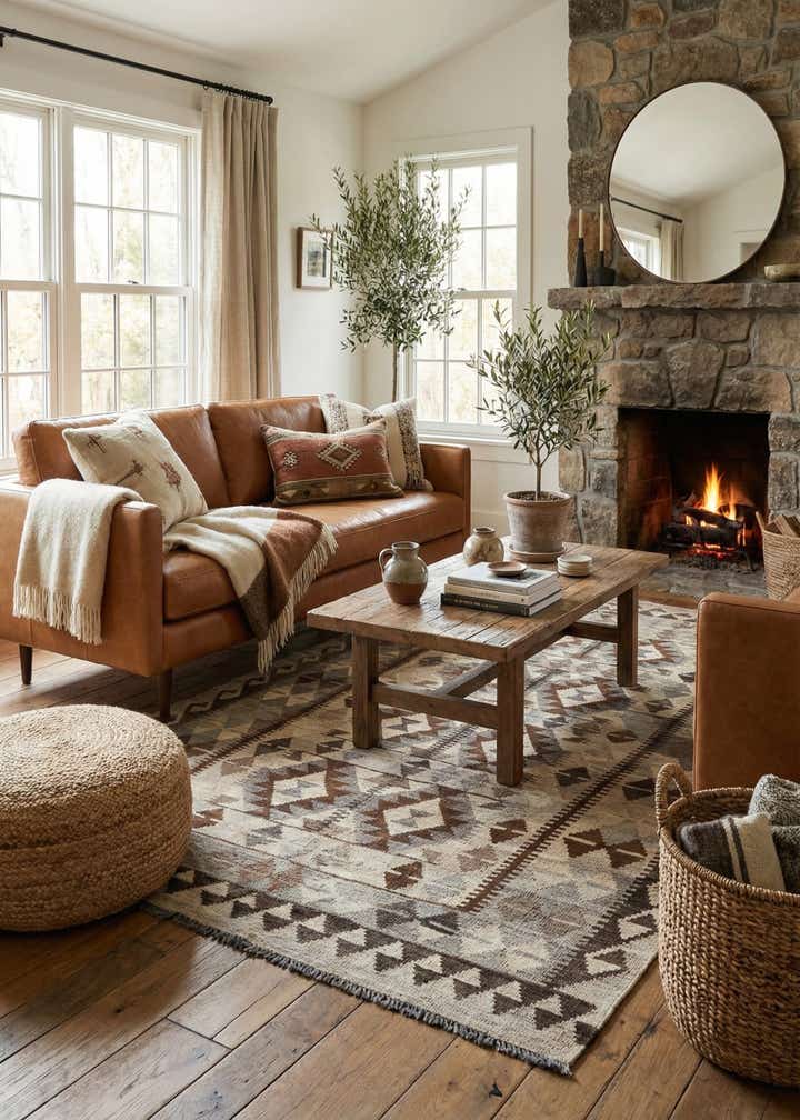 4' 5 x 7' 3 Hand Woven Kilim Maymana Wool Rug